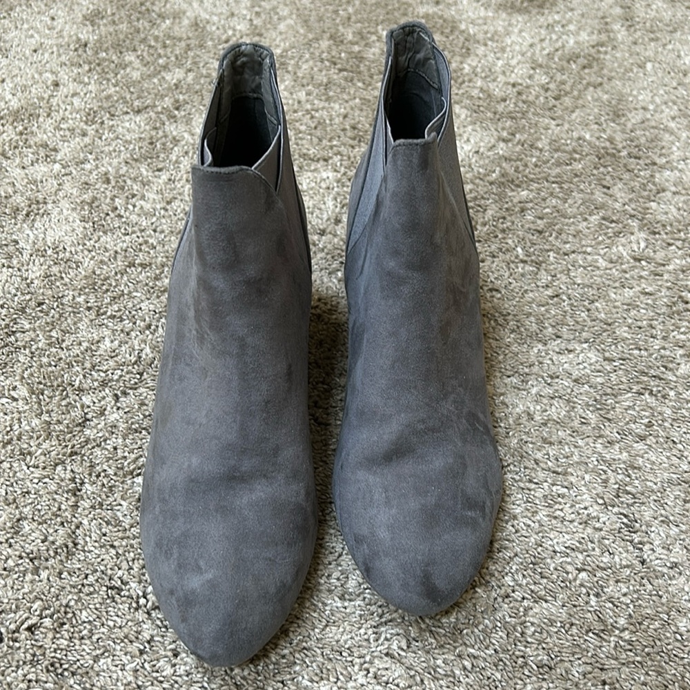 Grey suede ankle boots